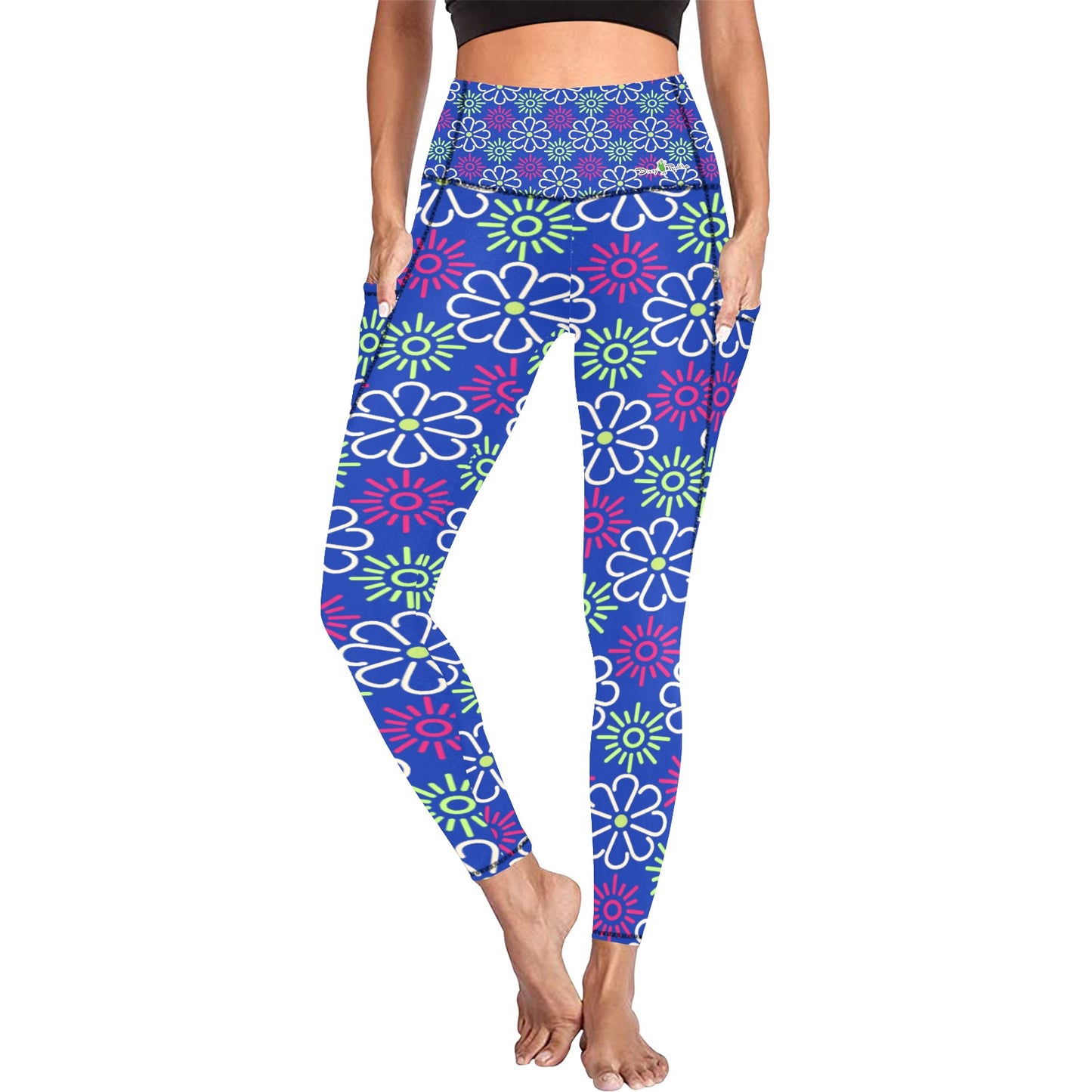 Dizzy Pickle April Royal Blue Women's Pickleball Performance Leggings (Ankle Length, High-Waisted, & Two Side Pockets)