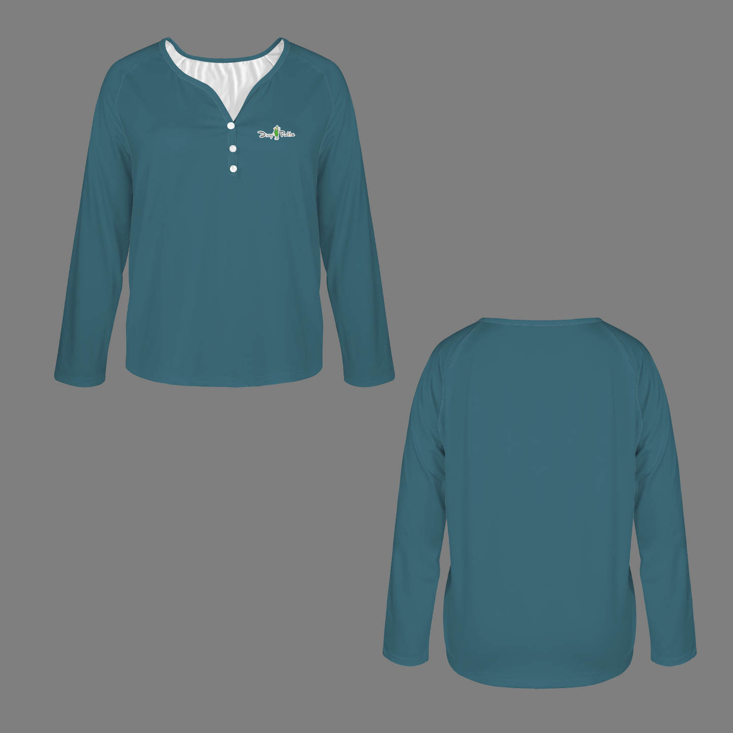 Three Button Long Sleeve Dark Teal