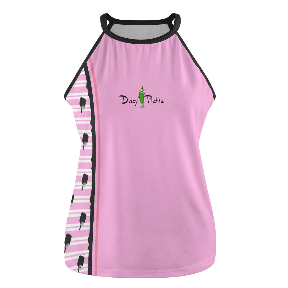 Dizzy Pickle Page Pink Paddle and Stripes Women's Pickleball Crew Neck Vest