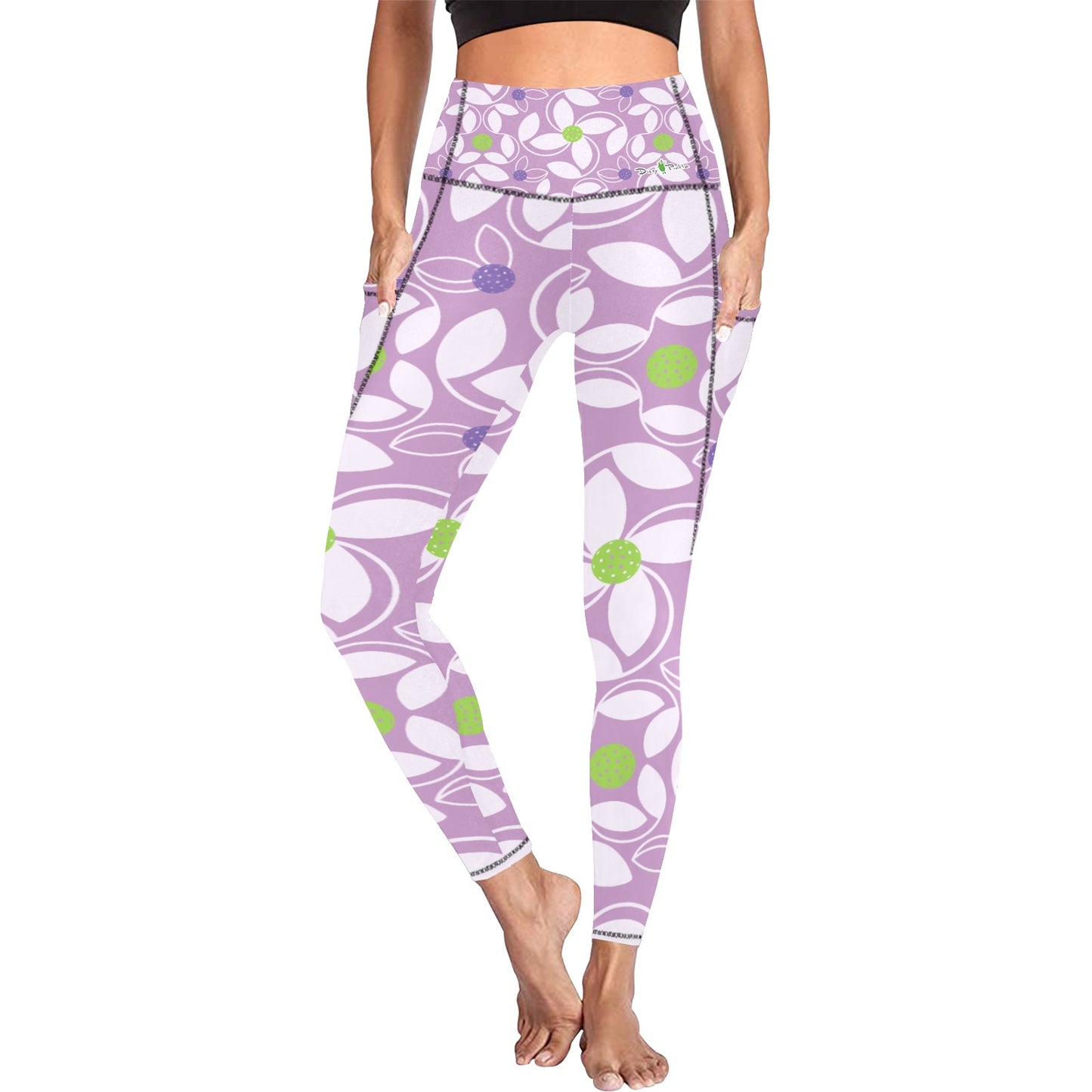 Dizzy Pickle Beth Lavender Women's Pickleball Performance Leggings (Ankle Length, High-Waisted, & Two Side Pockets)