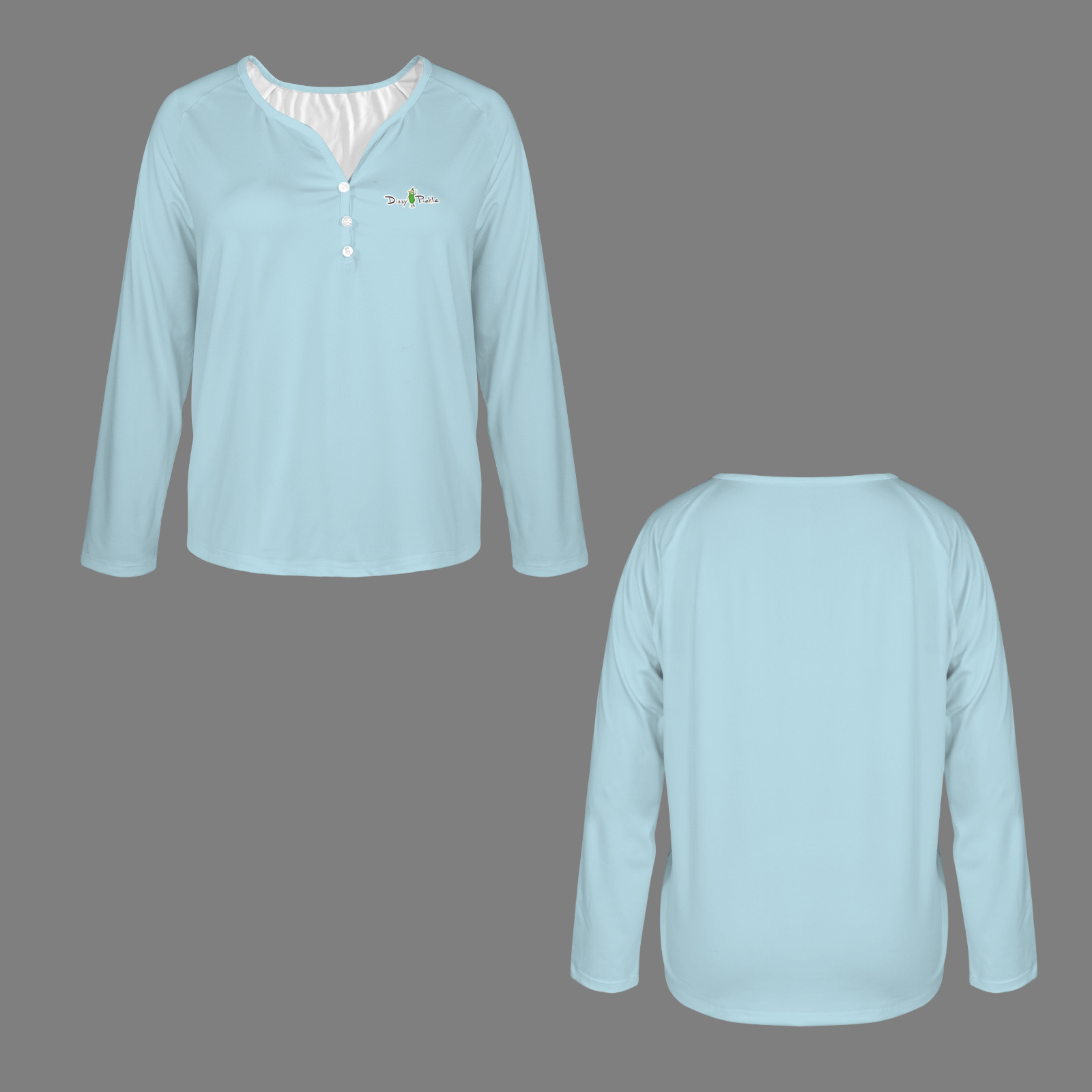 Three Button Long Sleeve Light Blue