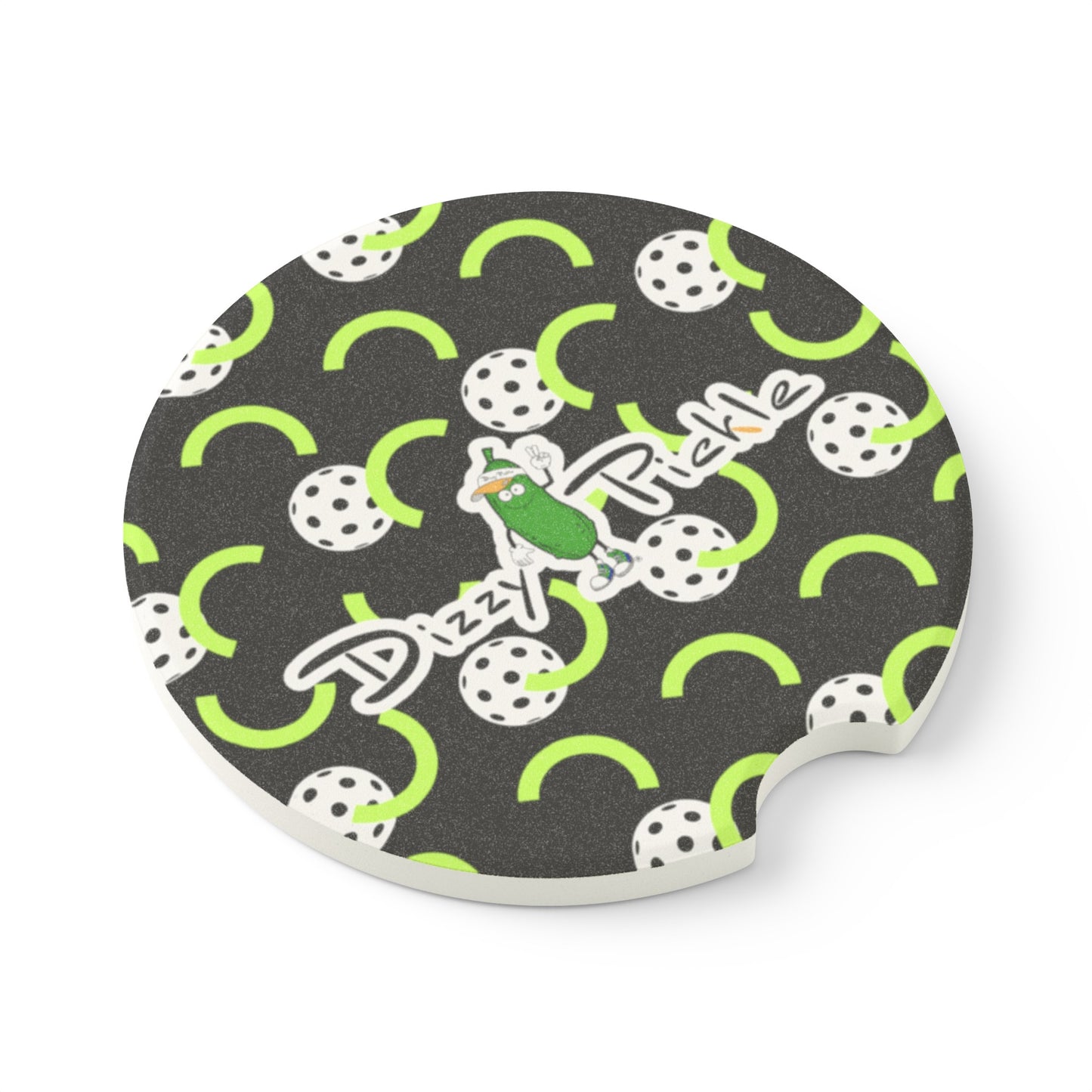 Dizzy Pickle Believe Black Soapstone Car Coaster