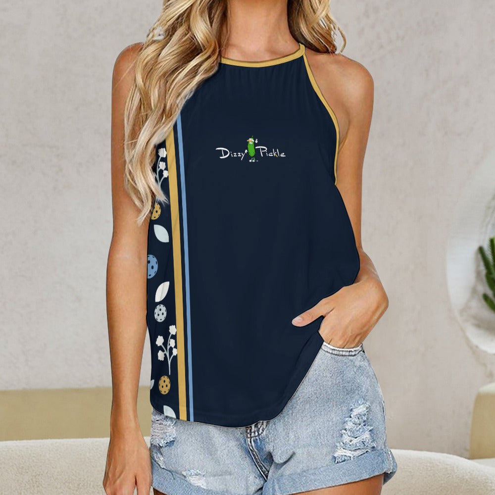 Dizzy Pickle Lesley Dark Blue Women's Pickleball Sleeveless Crew Neck Vest Tank Top