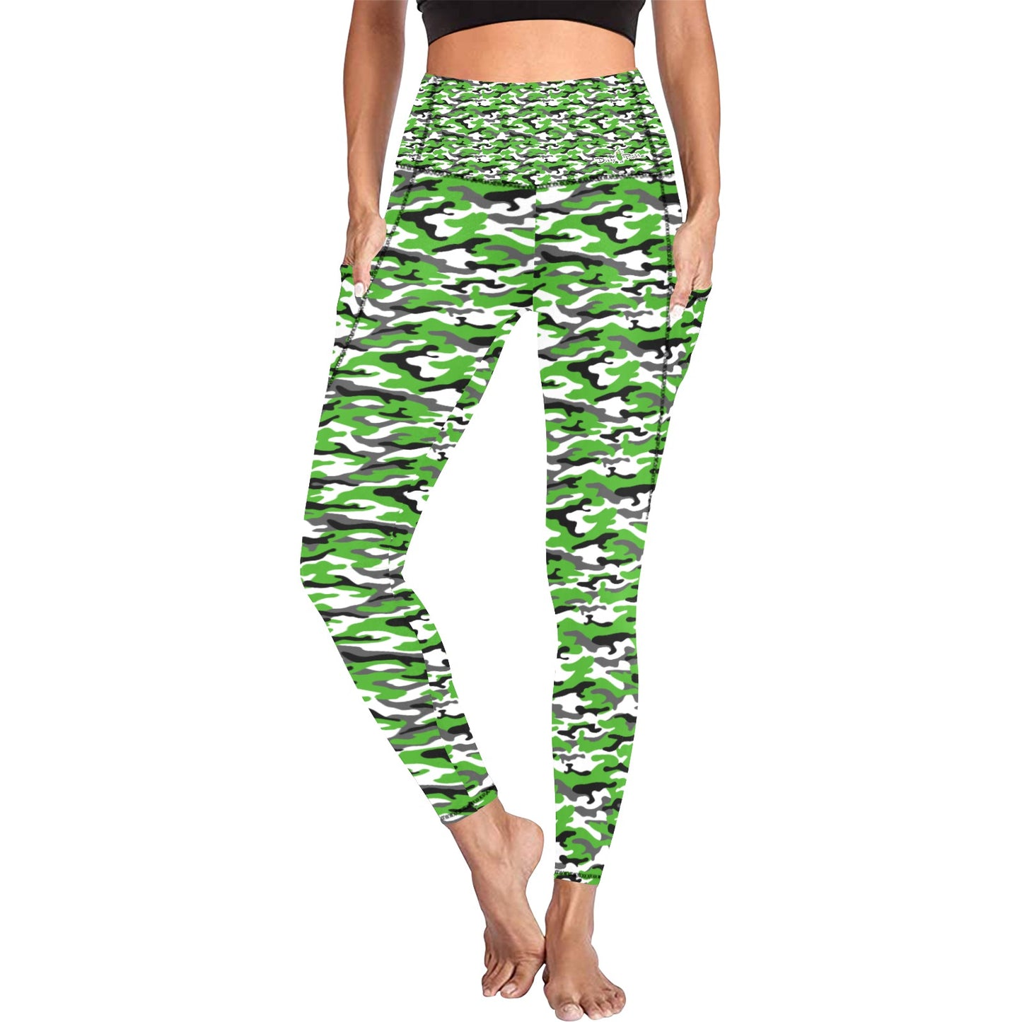 Dizzy Pickle Jan Green Women's Pickleball Performance Leggings (Ankle Length, High-Waisted, & Two Side Pockets)