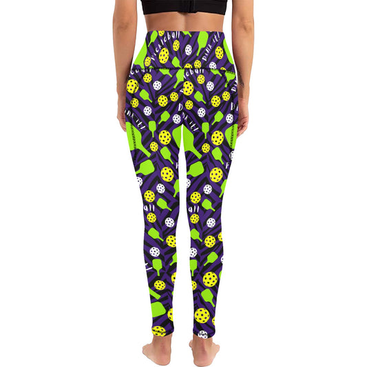 Dizzy Pickle Dinking Diva BG Women's Pickleball Performance Leggings (Ankle Length, High-Waisted, & Two Side Pockets)