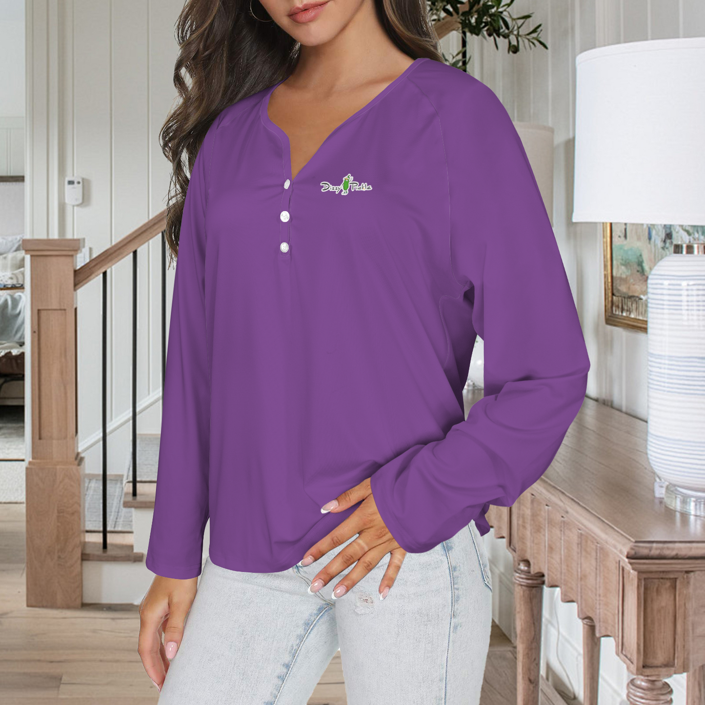 Three Button Long Sleeve Grape