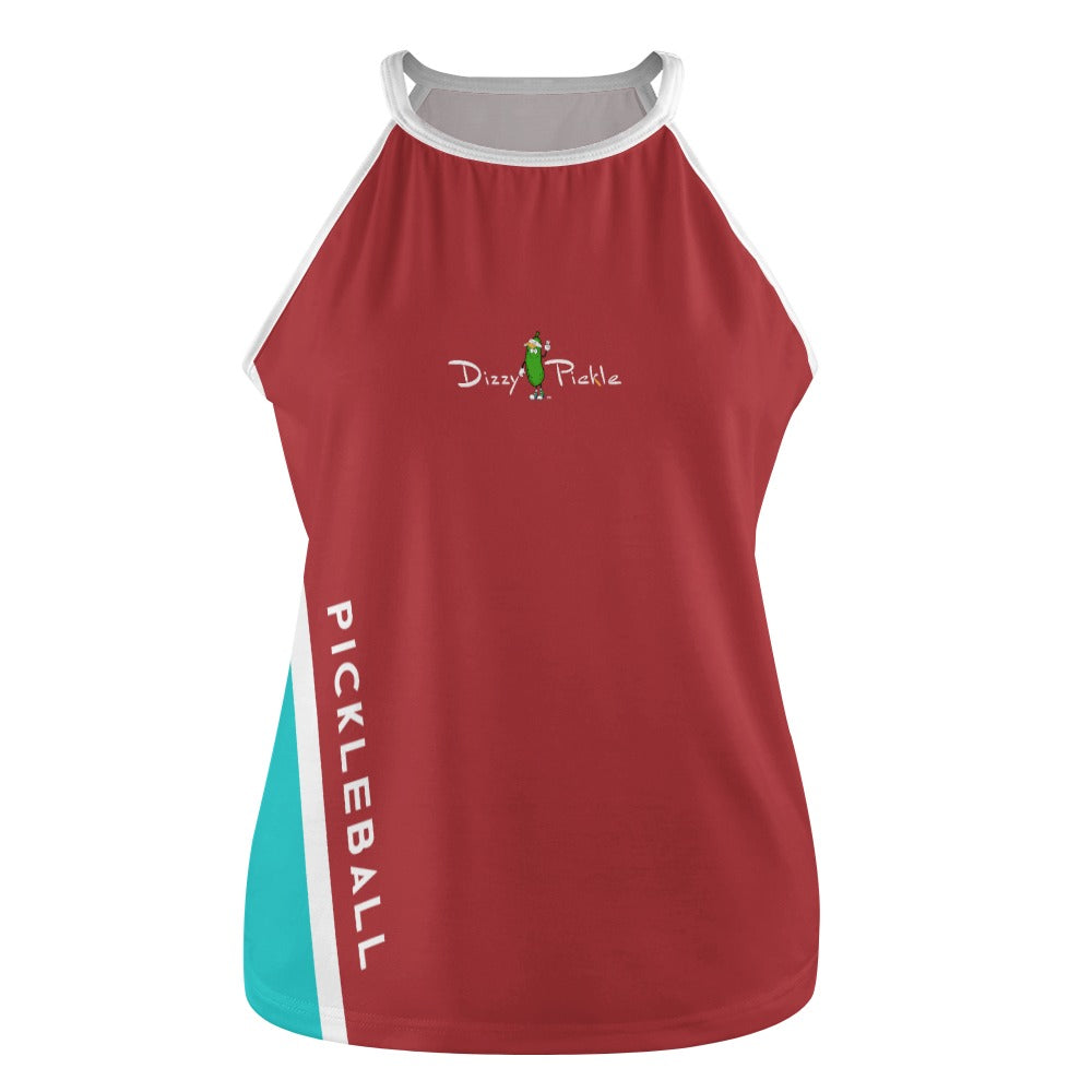 Dizzy Pickle Performance DS Women's Pickleball Sleeveless Crew Neck Vest Persian Red Turquoise