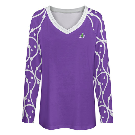 Dizzy Pickle So Sweet Purple Daze Women's Pickleball Long sleeve Double Layered V-Neck Loose Tee