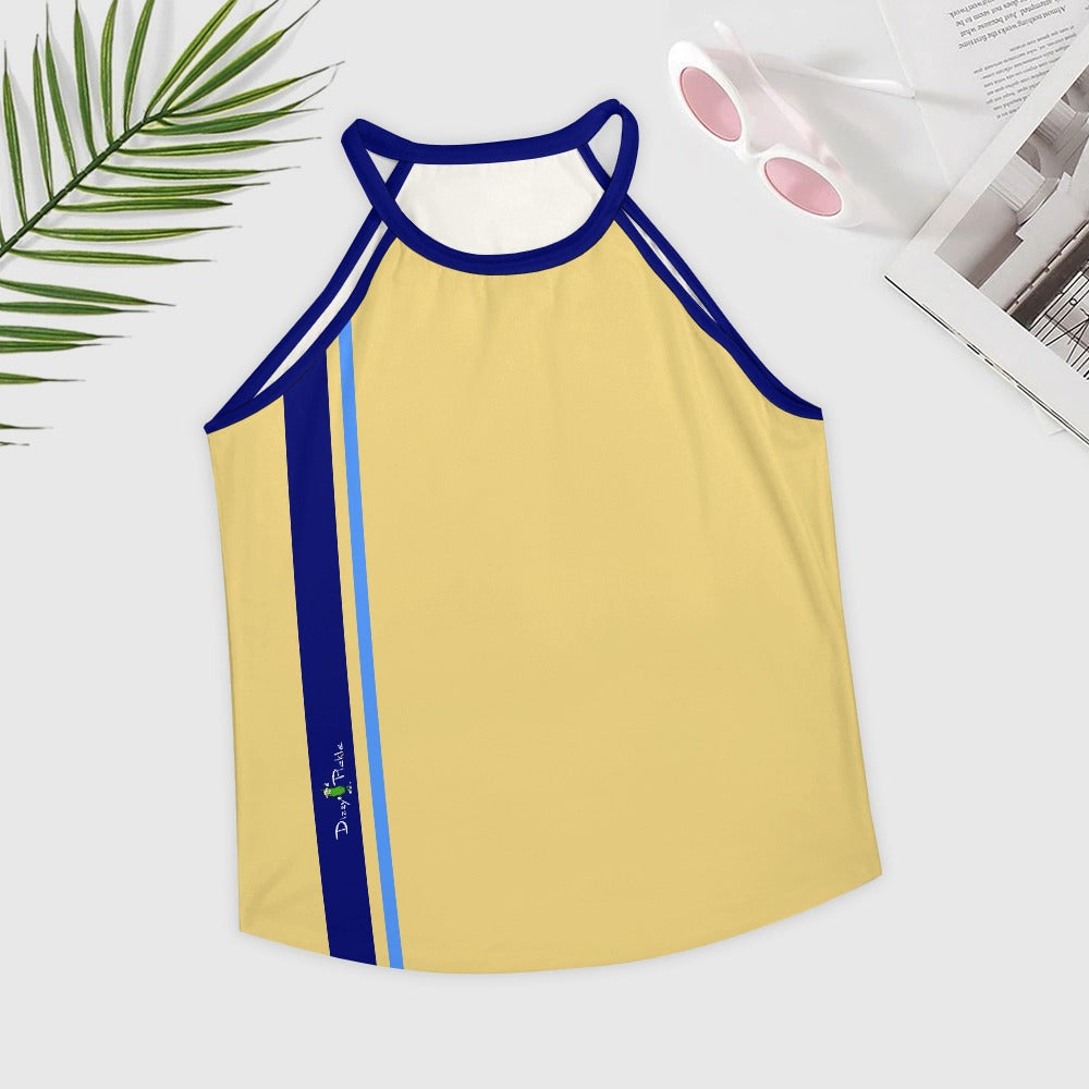 Dizzy Pickle Lesia BYB Racing Stripes Women's Pickleball Sleeveless Crew Neck Vest Yellow