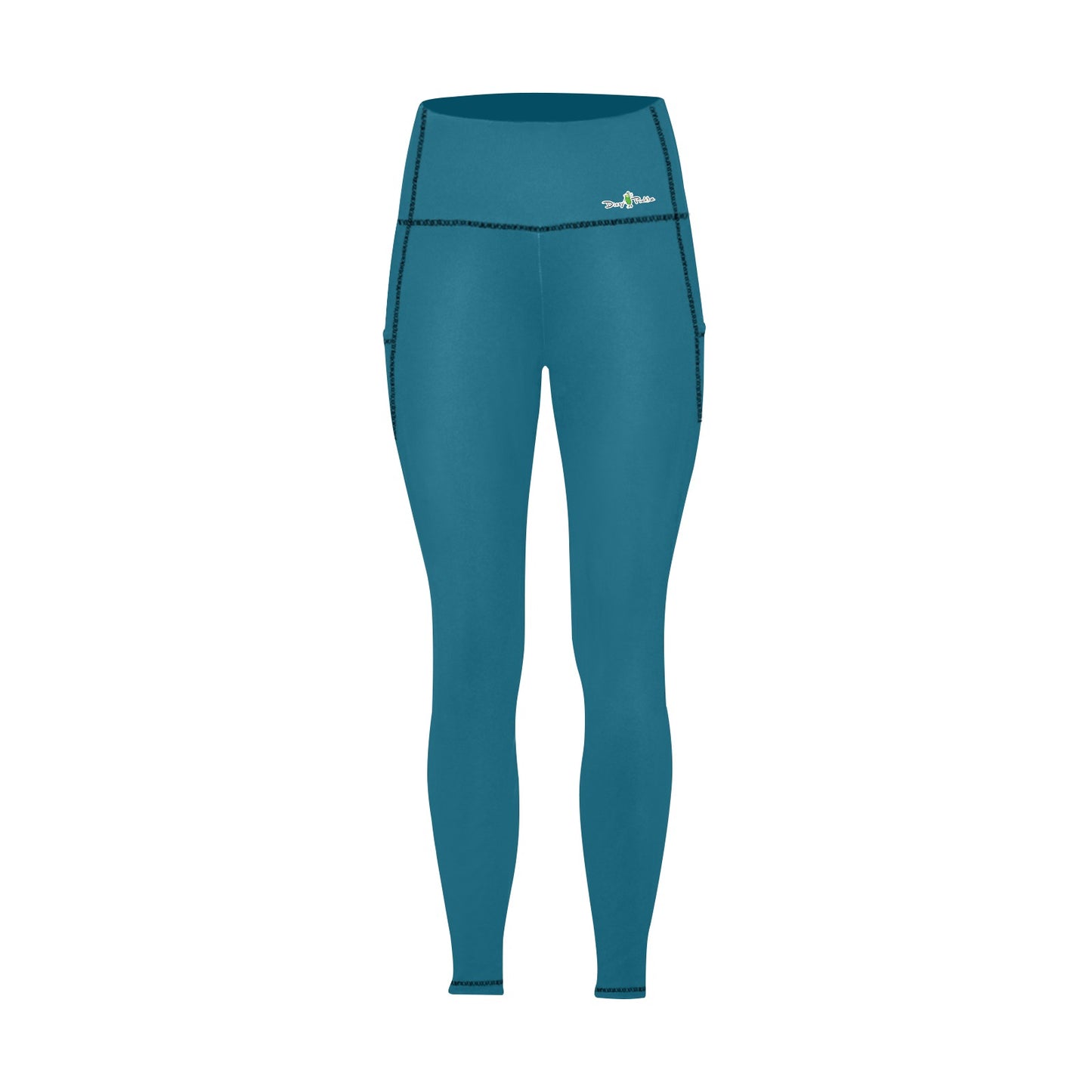 Dizzy Pickle DZY P Classic Peacock Women's Pickleball Performance Leggings (Ankle Length, High-Waisted, & Two Side Pockets)