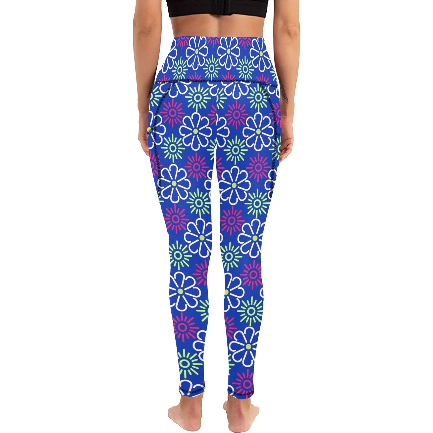 Dizzy Pickle April Royal Blue Women's Pickleball Performance Leggings (Ankle Length, High-Waisted, & Two Side Pockets)