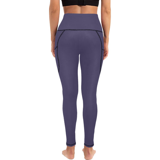 Dizzy Pickle DZY P Classic Plum Women's Pickleball Performance Leggings (Ankle Length, High-Waisted, & Two Side Pockets)