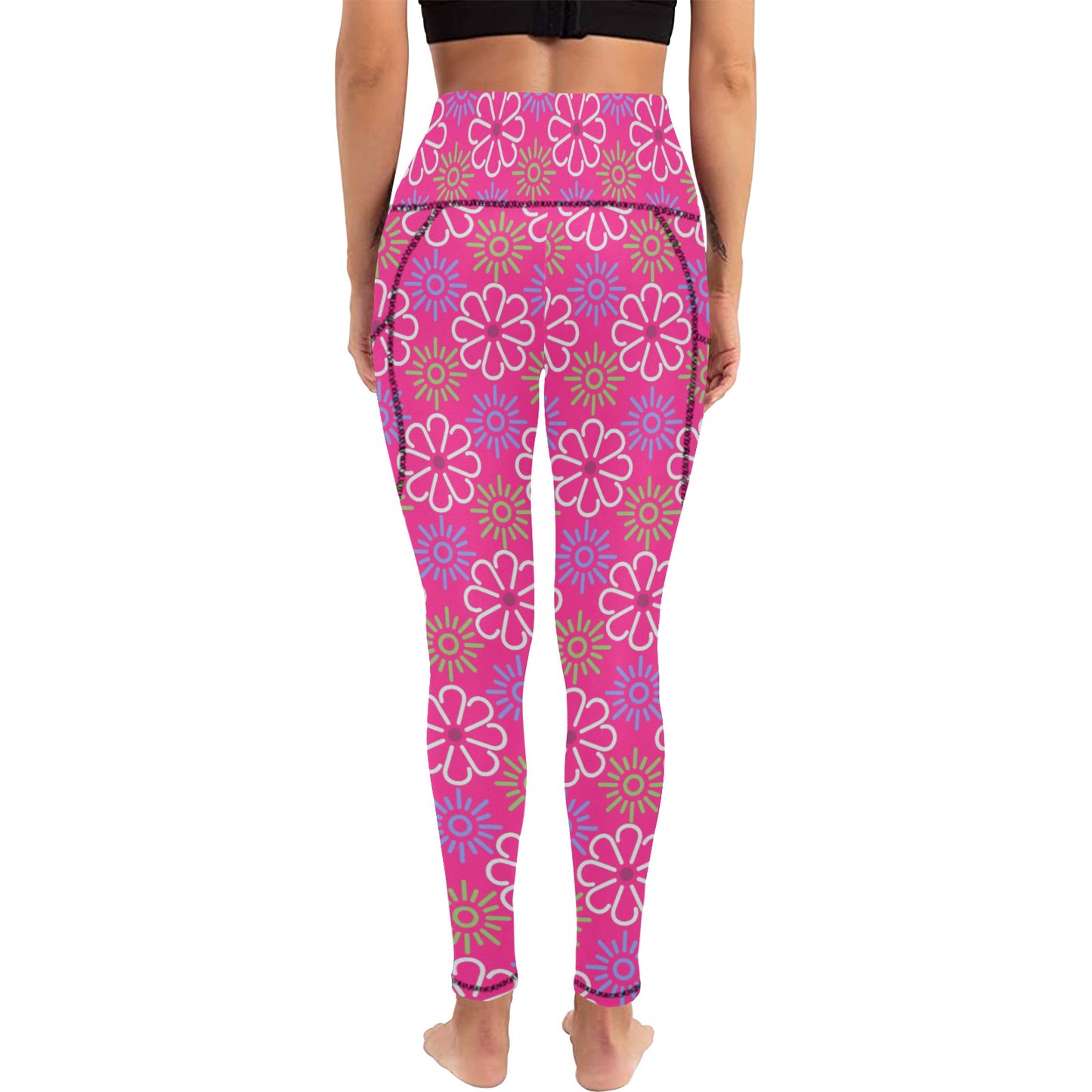 Dizzy Pickle April Pink Women's Pickleball Performance Leggings (Ankle Length, High-Waisted, & Two Side Pockets)