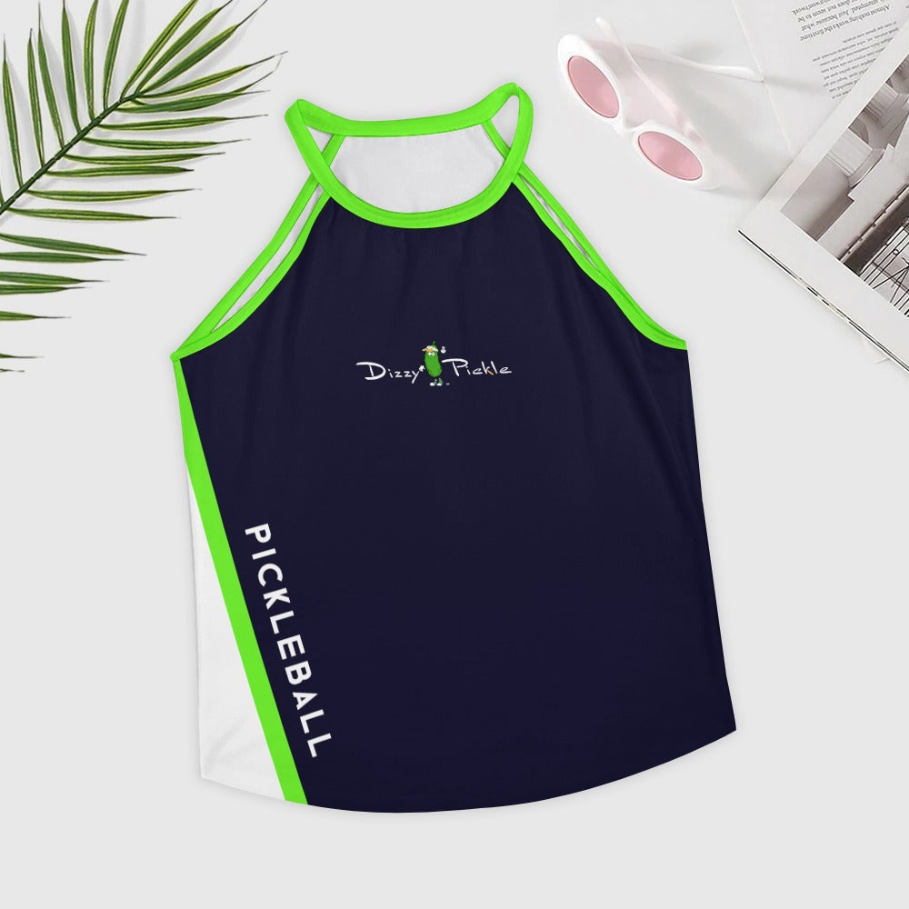 Dizzy Pickle Performance DS Women's Pickleball Sleeveless Crew Neck Vest Midnight Blue Lime Green