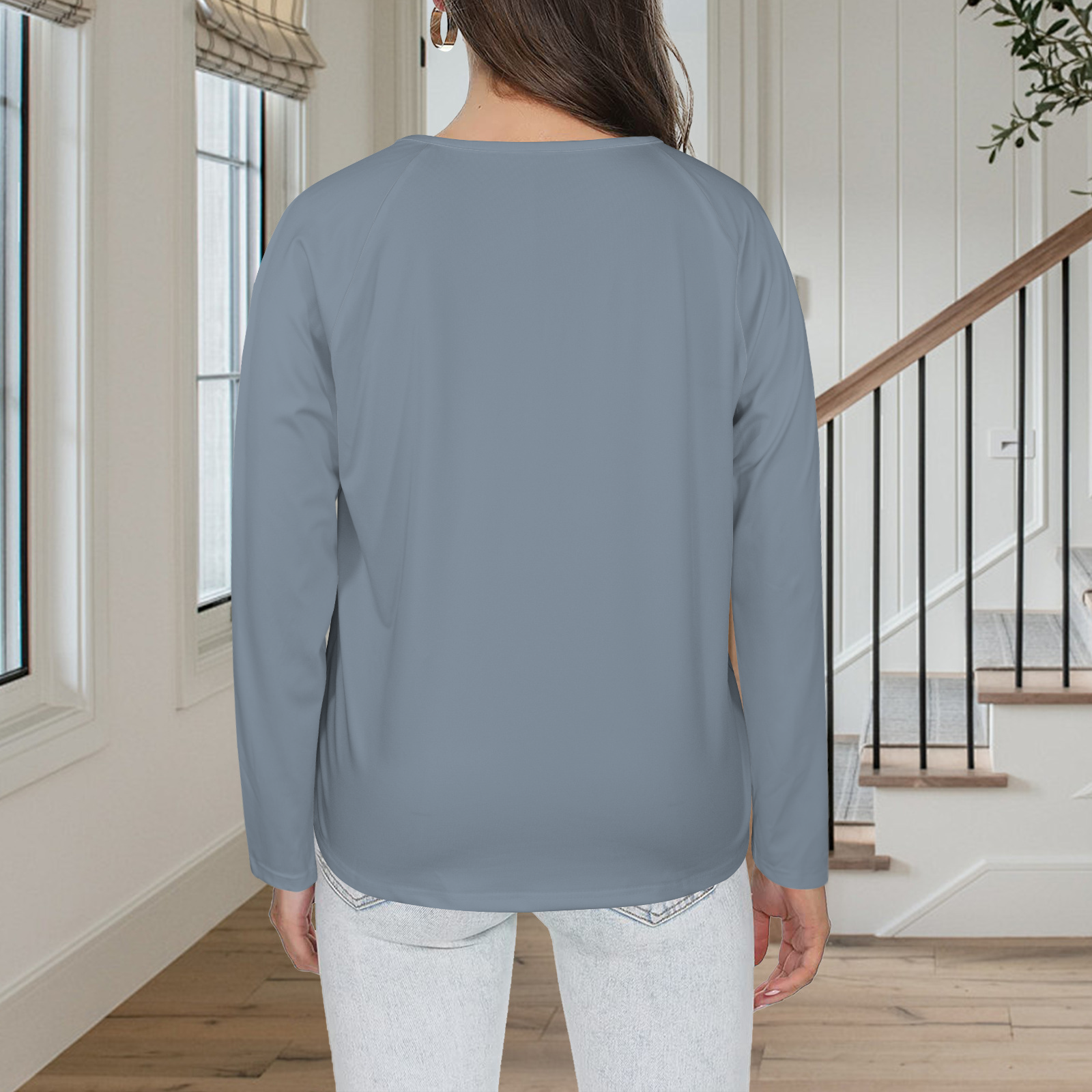 Three Button Long Sleeve Ocean Blue
