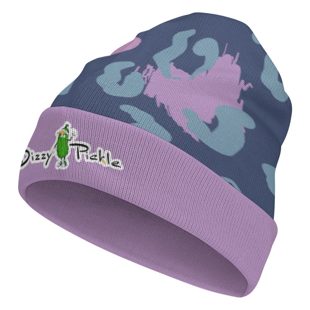 Dizzy Pickle Laura Dark Teal Animal Print One-Size Knitted Beanie