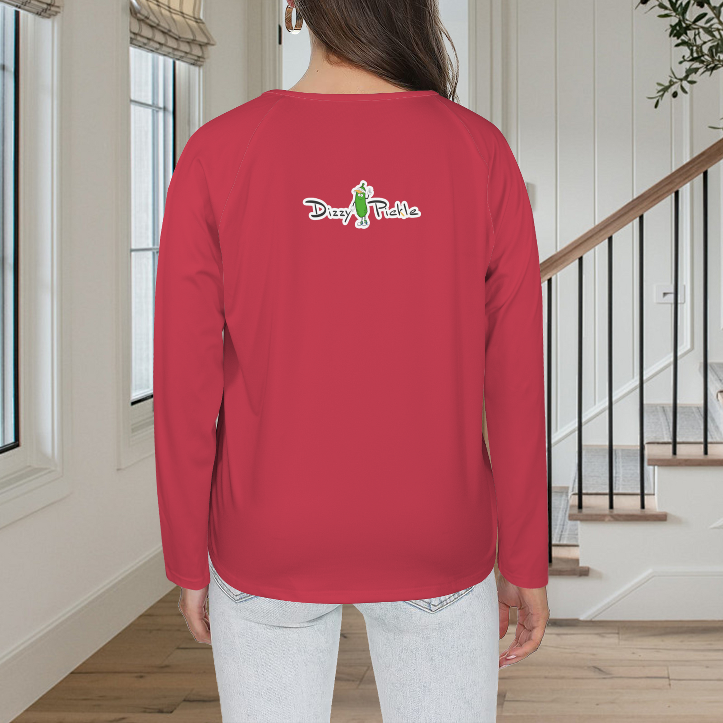 Three Button Long Sleeve Rose Red