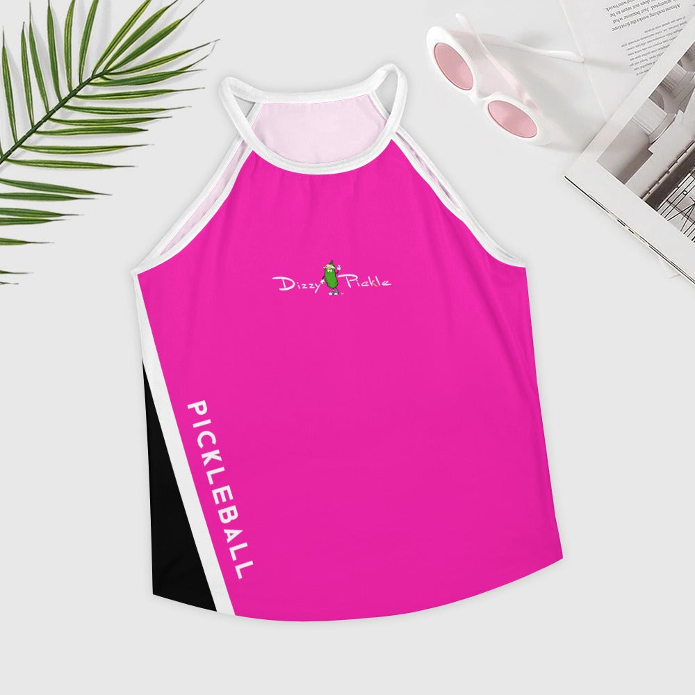 Dizzy Pickle Performance DS Women's Pickleball Sleeveless Crew Neck Vest Hot Pink Black