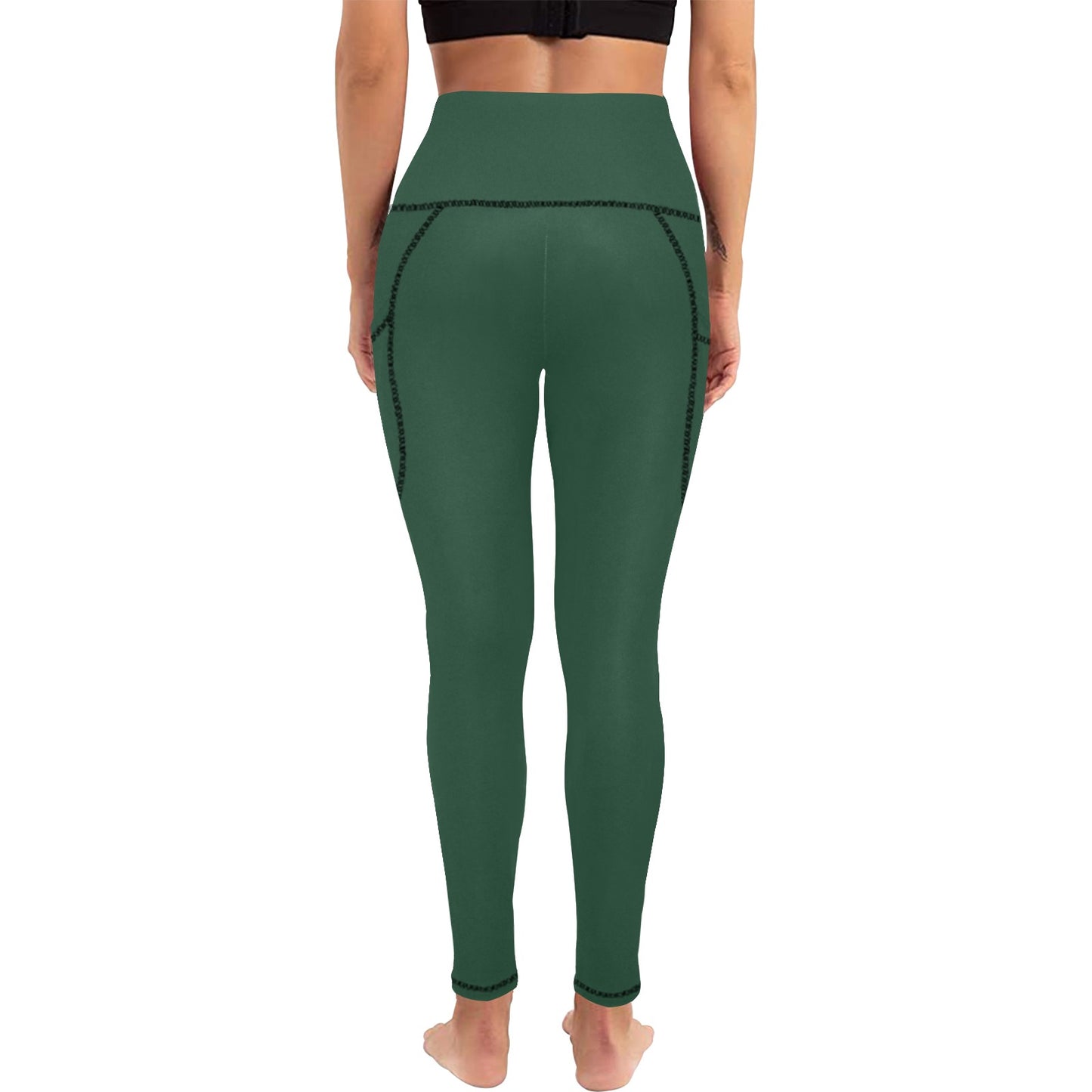 Dizzy Pickle DZY P Classic Pine Green Women's Pickleball Performance Leggings (Ankle Length, High-Waisted, & Two Side Pockets)