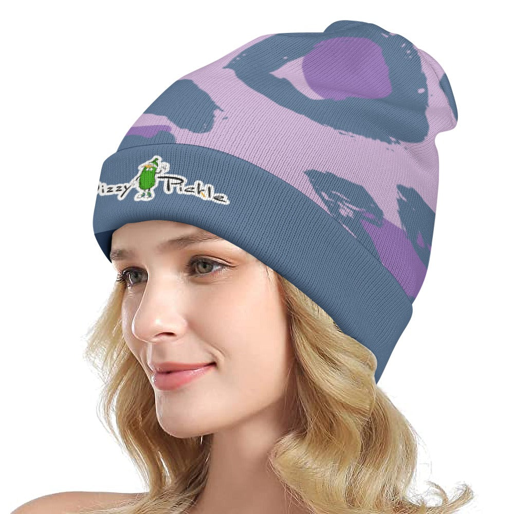 Dizzy Pickle Laura Lavender Animal Print One-Size Knitted Beanie