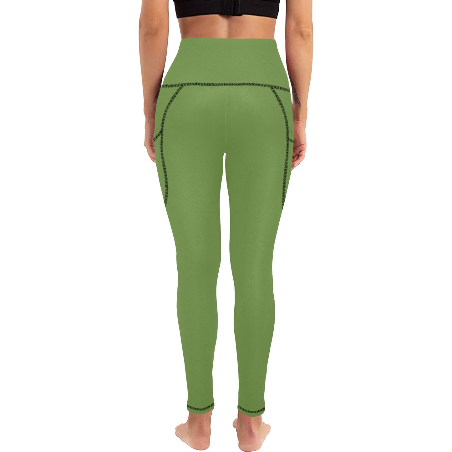 Dizzy Pickle DZY P Classic Fern Green Women's Pickleball Performance Leggings (Ankle Length, High-Waisted, & Two Side Pockets)