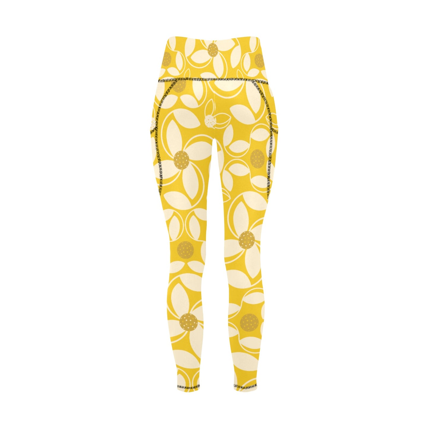 Dizzy Pickle Beth Gold Women's Pickleball Performance Leggings (Ankle Length, High-Waisted, & Two Side Pockets)