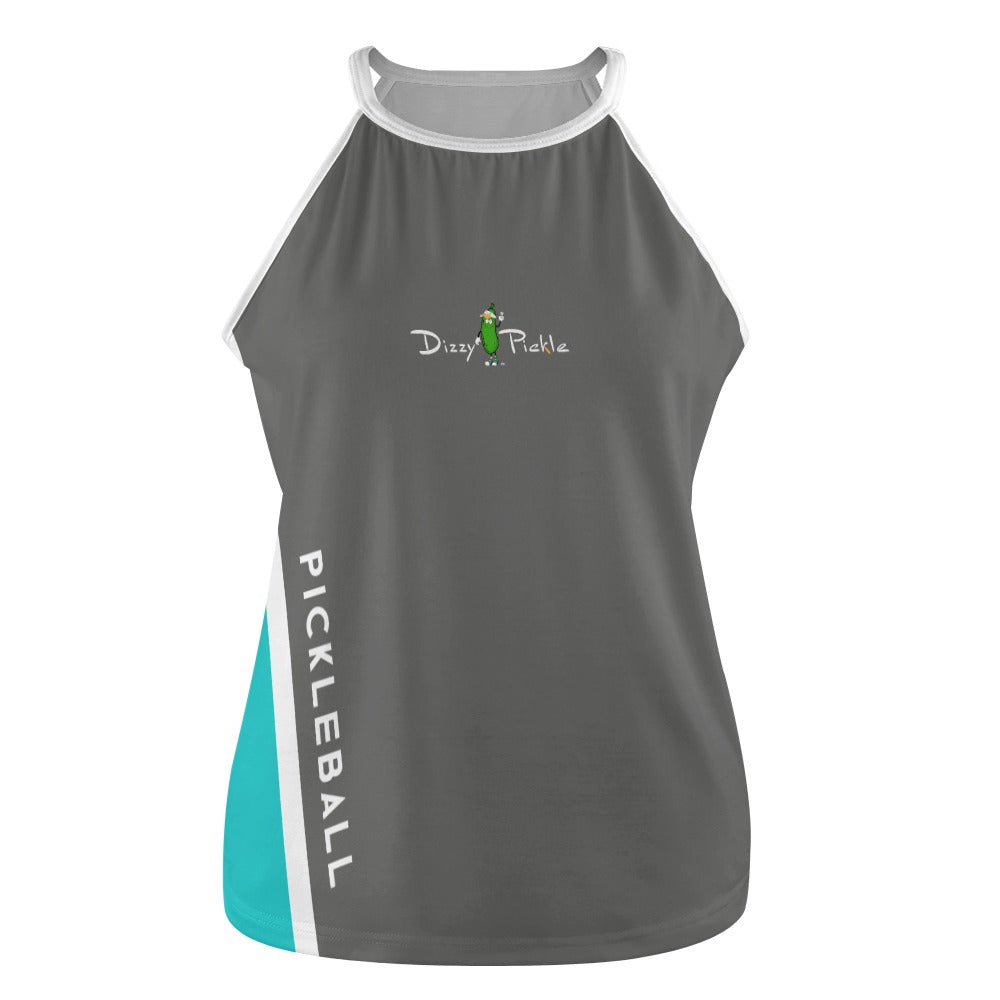 Dizzy Pickle Performance DS Women's Pickleball Sleeveless Crew Neck Vest Gray Turquoise