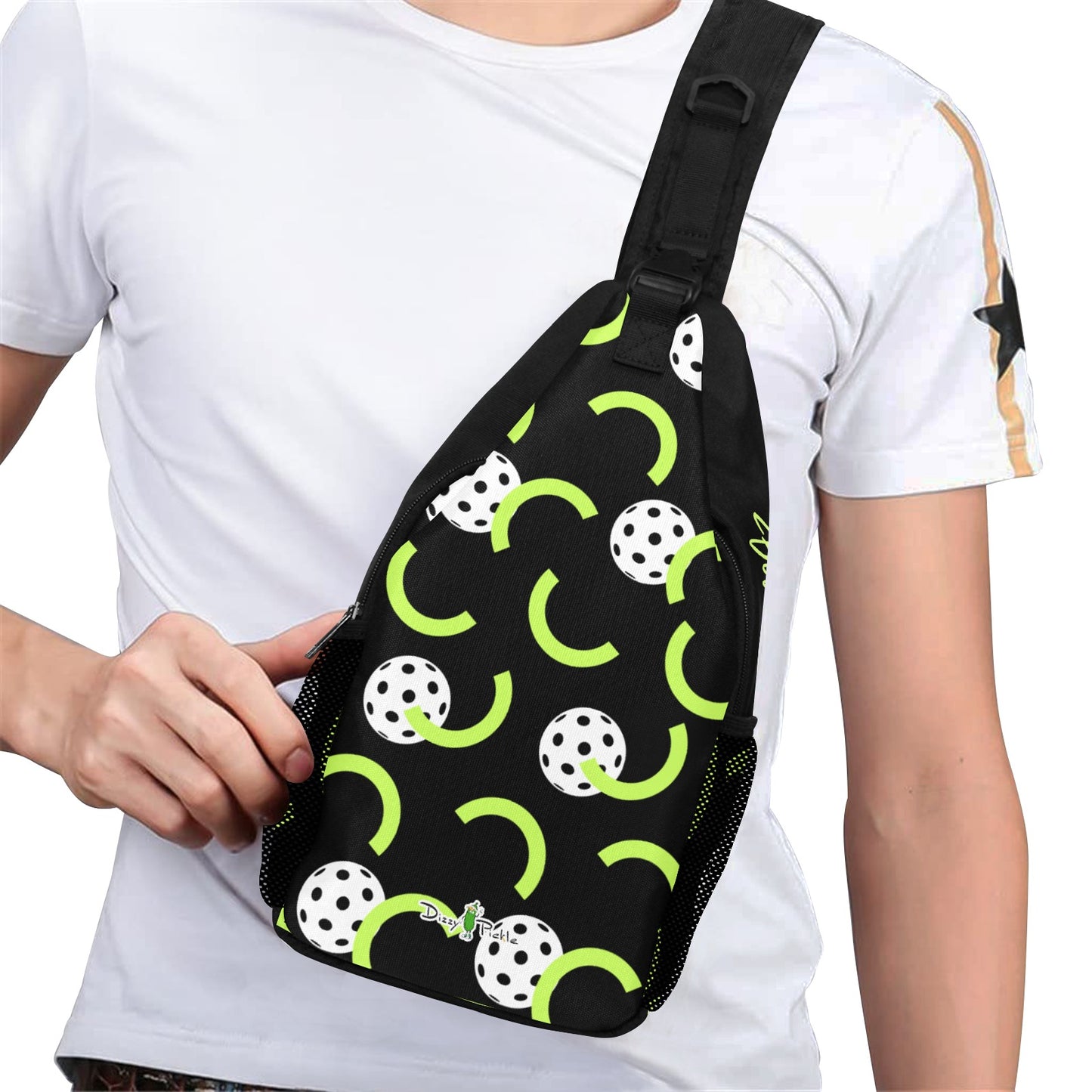 Dizzy Pickle Believe Black Pickleball Grab-N-Go Crossbody Casual Chest Bag