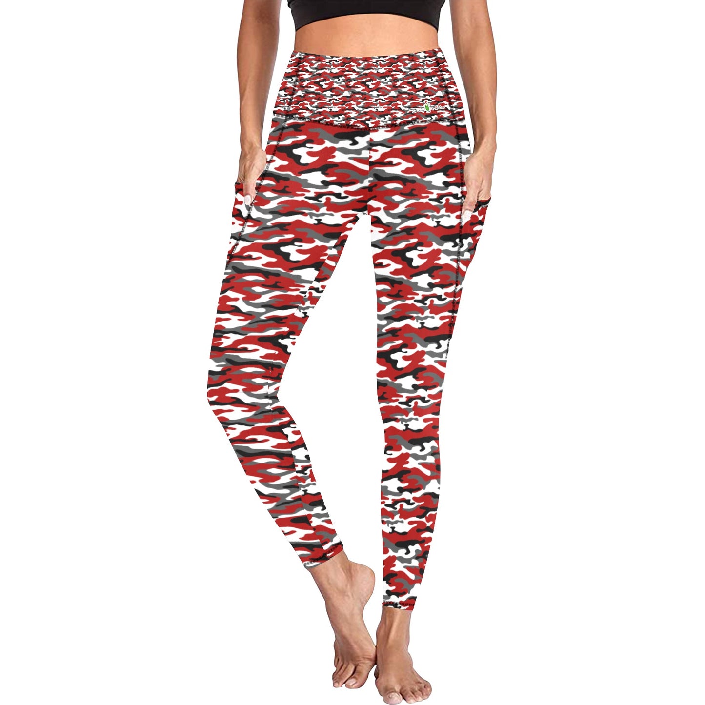 Dizzy Pickle Jan Red Women's Pickleball Performance Leggings (Ankle Length, High-Waisted, & Two Side Pockets)