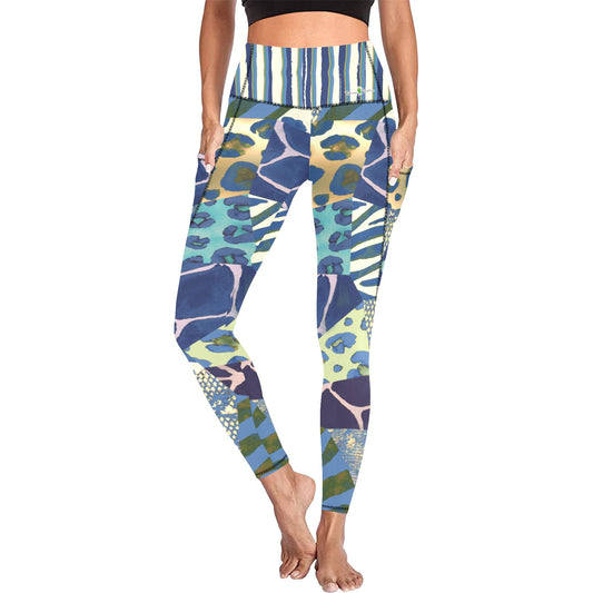 Dizzy Pickle Anne Gone Wild Women's Pickleball Performance Leggings (Ankle Length, High-Waisted, & Two Side Pockets)