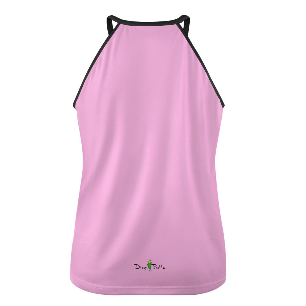 Dizzy Pickle Page Pink Paddle and Stripes Women's Pickleball Crew Neck Vest