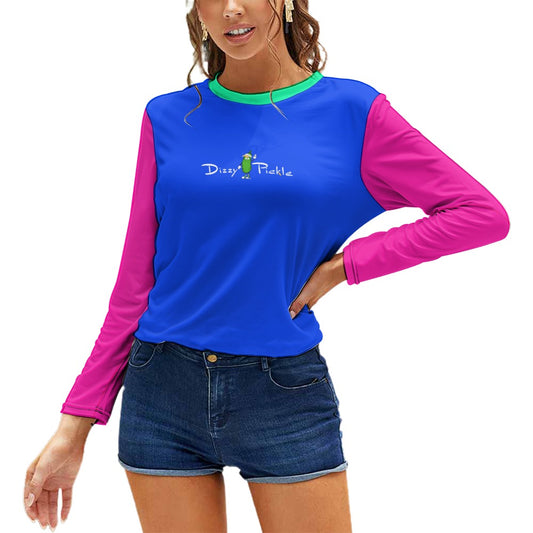 Dizzy Pickle DZY P Classic Blue_Pink_Aqua Women's Pickleball Stretchable Long Sleeve Shirt