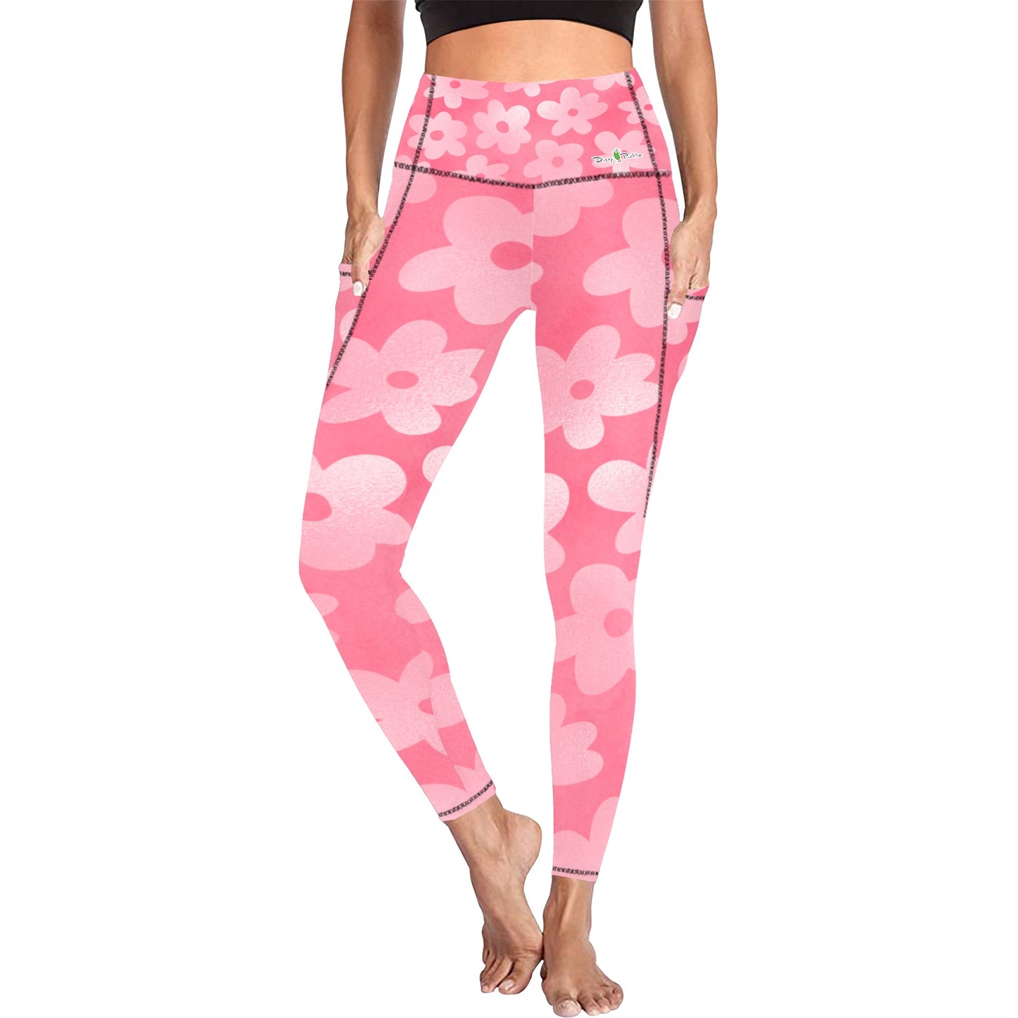 Dizzy Pickle Adleigh Blooms  Women's Pickleball Performance Leggings (Ankle Length, High-Waisted, & Two Side Pockets)