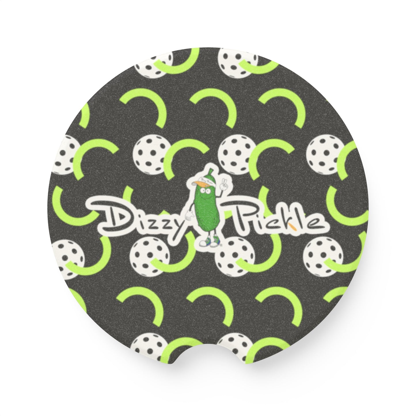 Dizzy Pickle Believe Black Soapstone Car Coaster