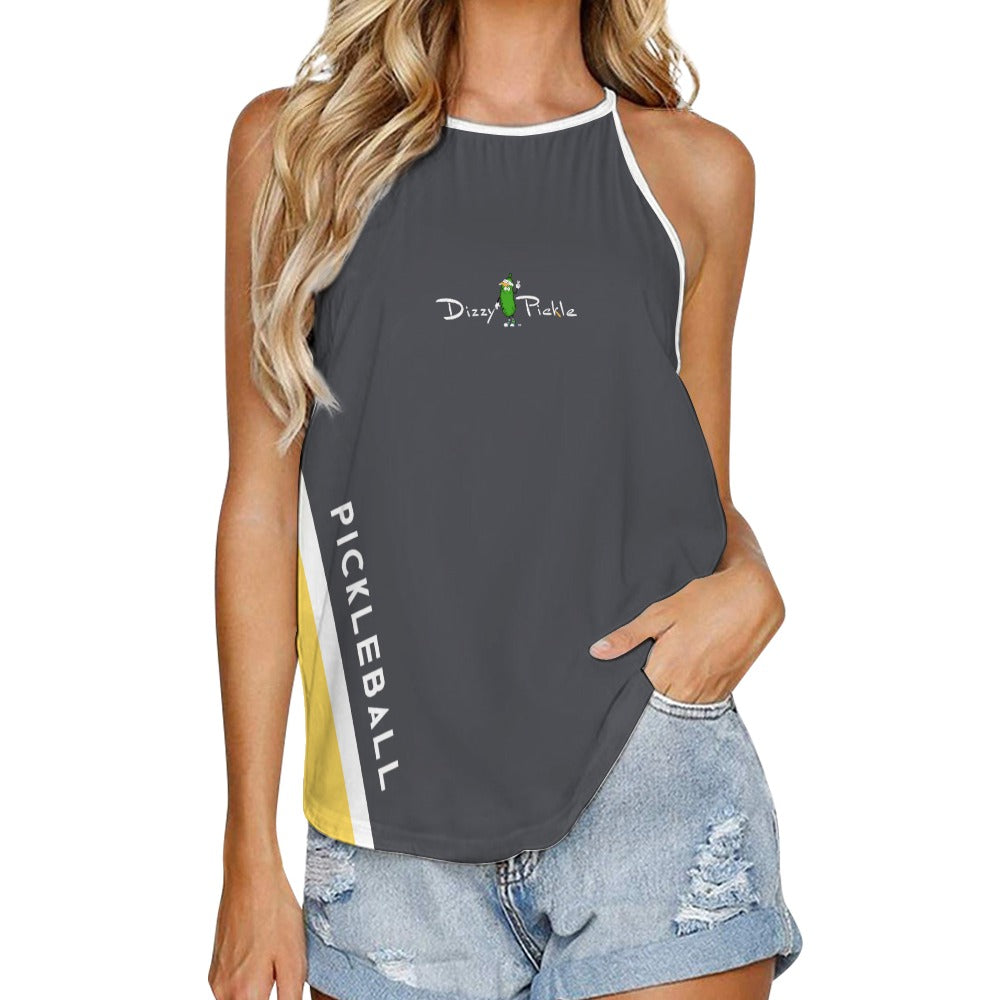 Dizzy Pickle Performance DS Women's Pickleball Sleeveless Crew Neck Vest Dark Gray Yellow