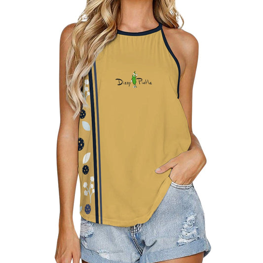 Dizzy Pickle Lesley Gold Women's Pickleball Sleeveless Crew Neck Vest Tank Top