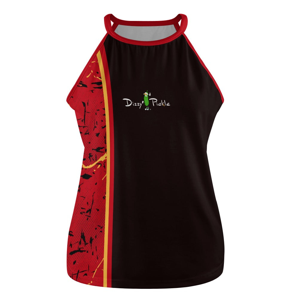 Dizzy Pickle Lynne Red_Black Women's Pickleball Crew Neck Vest