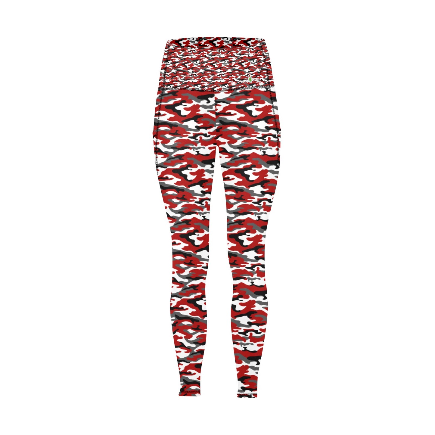 Dizzy Pickle Jan Red Women's Pickleball Performance Leggings (Ankle Length, High-Waisted, & Two Side Pockets)