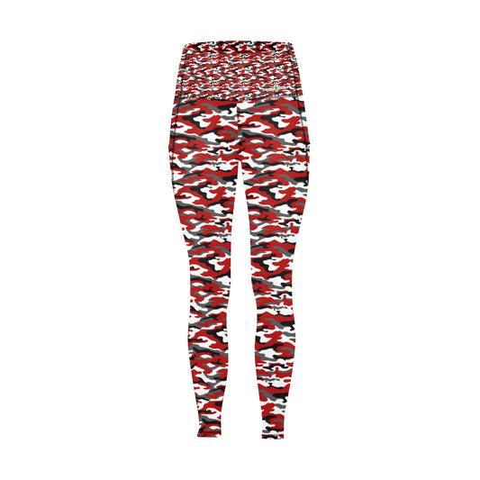 Dizzy Pickle Jan Red Women's Pickleball Performance Leggings (Ankle Length, High-Waisted, & Two Side Pockets)