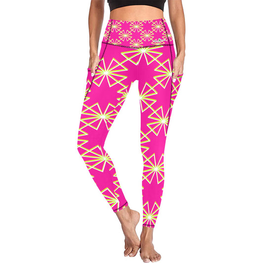 Dizzy Pickle Dinking Diva PG Stars Women's Pickleball Performance Leggings (Ankle Length, High-Waisted, & Two Side Pockets)