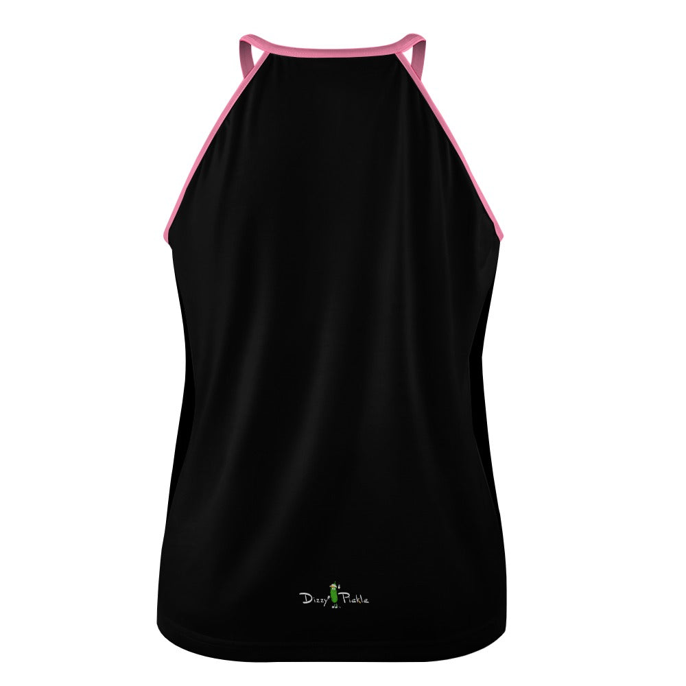 Dizzy Pickle Page Polka Dots_Paddles Black Women's Pickleball Crew Neck Vest