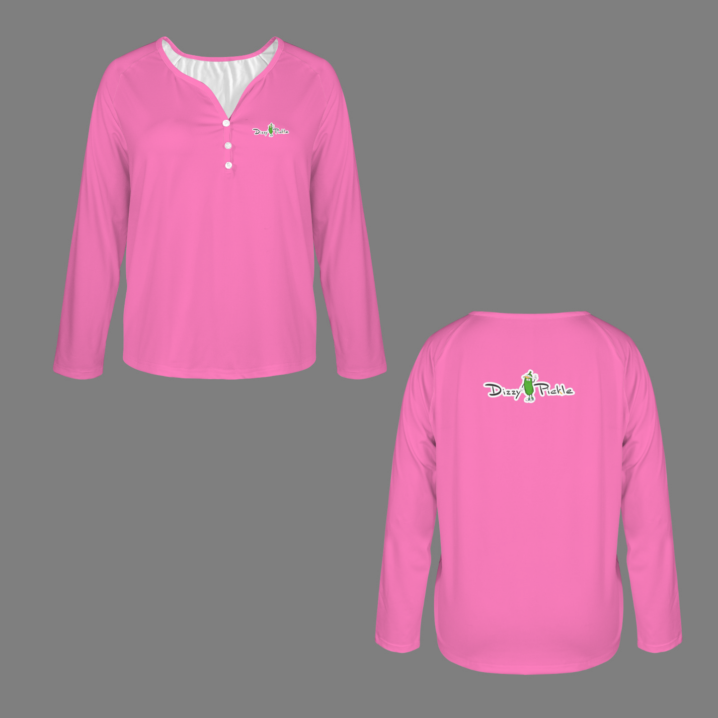 Three Button Long Sleeve Pink