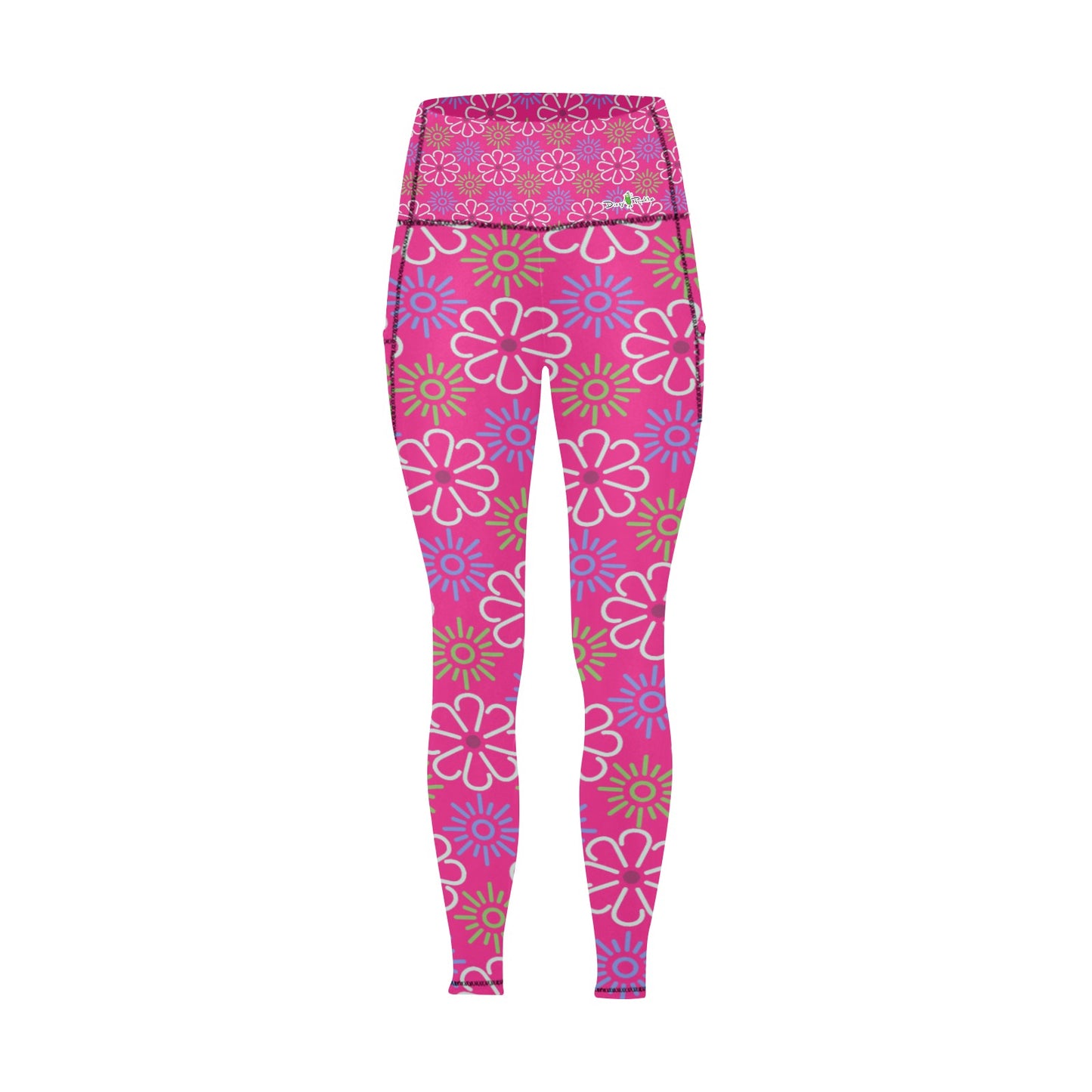 Dizzy Pickle April Pink Women's Pickleball Performance Leggings (Ankle Length, High-Waisted, & Two Side Pockets)