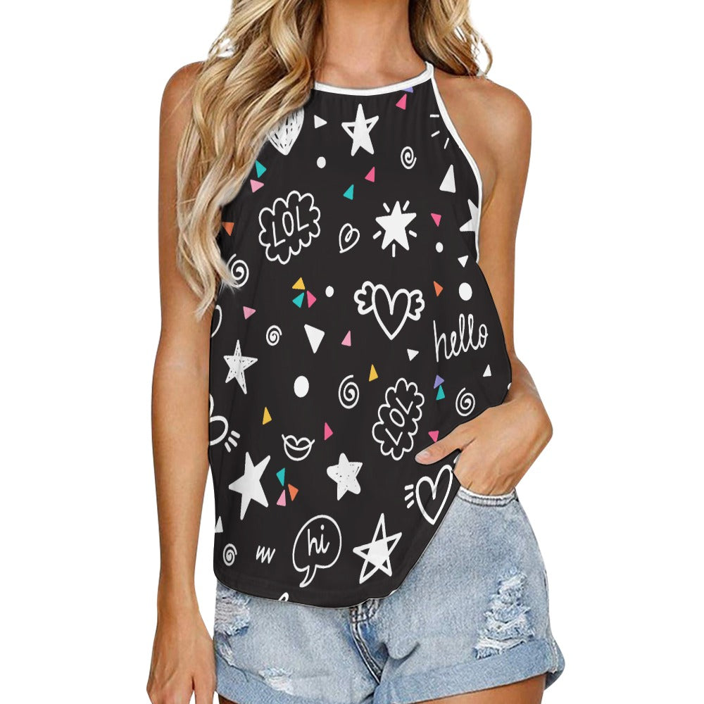 Dizzy Pickle Rachel Black Women's Pickleball Sleeveless Crew Neck Vest Tank Top