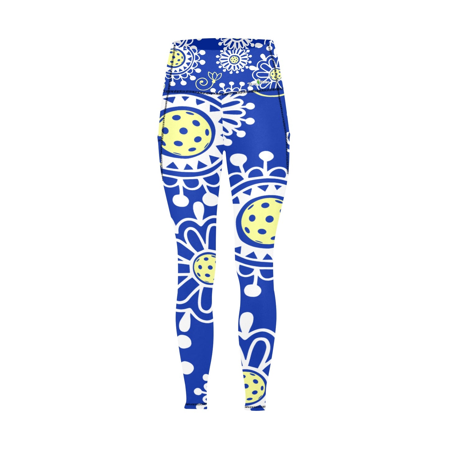 Dizzy Pickle Coming Up Daisies BY Women's Pickleball Performance Leggings (Ankle Length, High-Waisted, & Two Side Pockets)