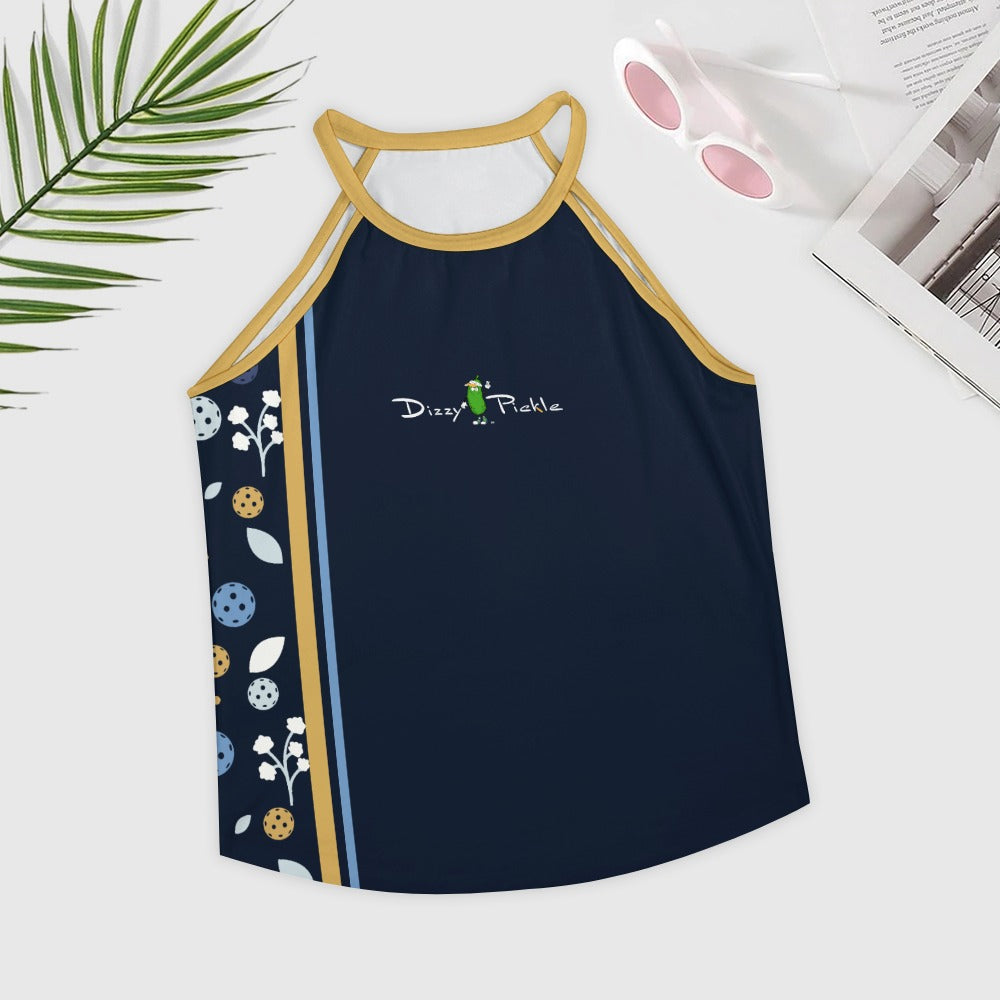 Dizzy Pickle Lesley Dark Blue Women's Pickleball Sleeveless Crew Neck Vest Tank Top