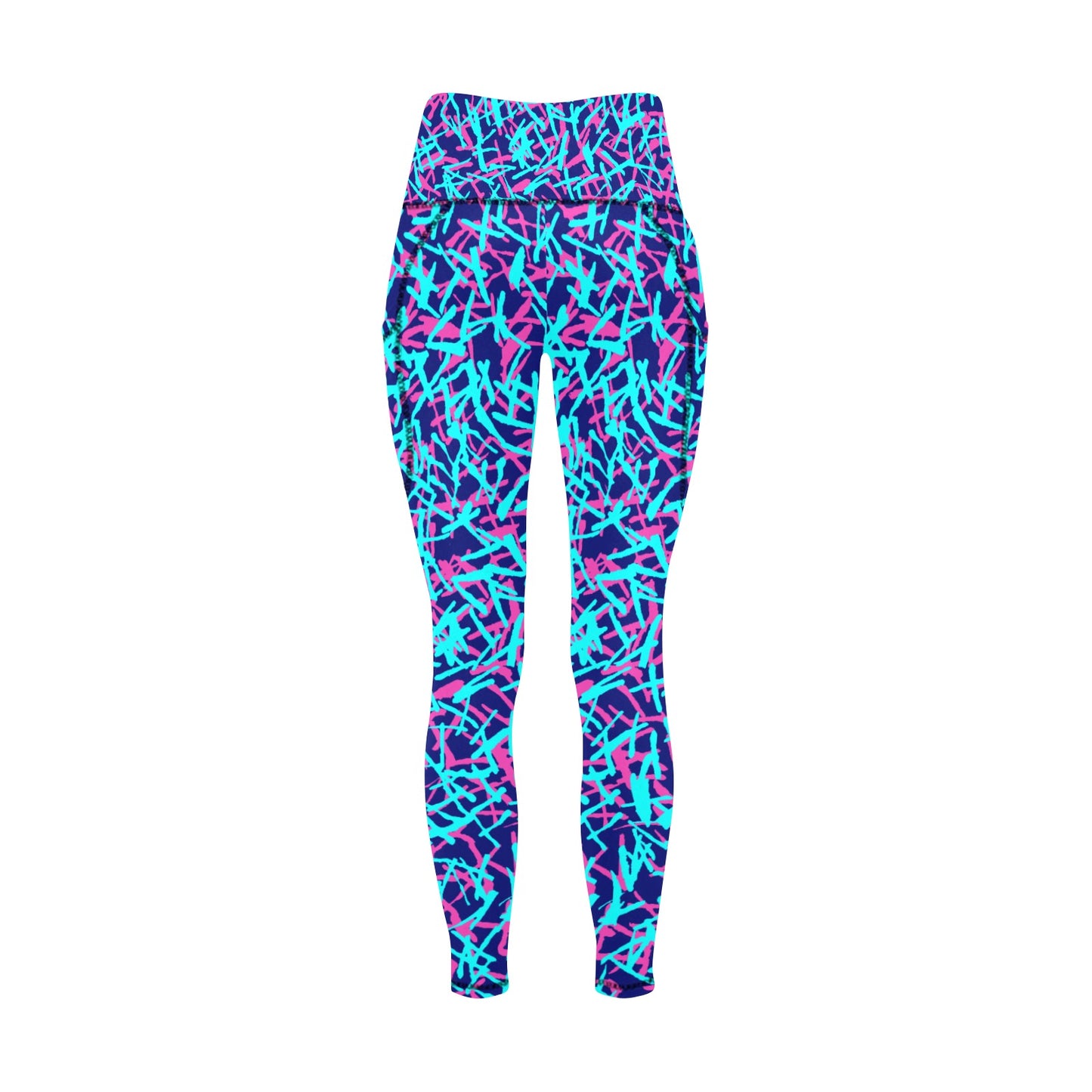 Dizzy Pickle Lesia BBP Confetti Women's Pickleball Performance Leggings (Ankle Length, High-Waisted, & Two Side Pockets)