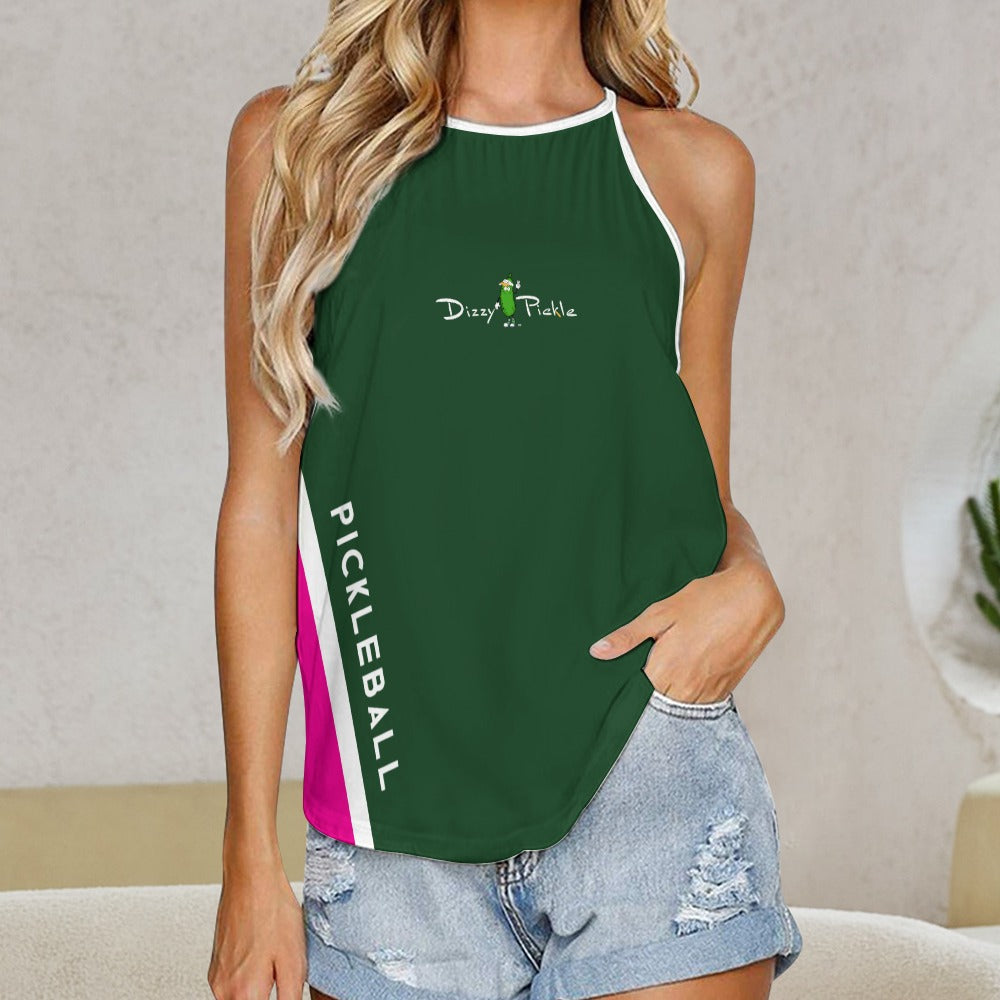 Dizzy Pickle Performance DS Women's Pickleball Sleeveless Crew Neck Vest Pine Green Fuchsia