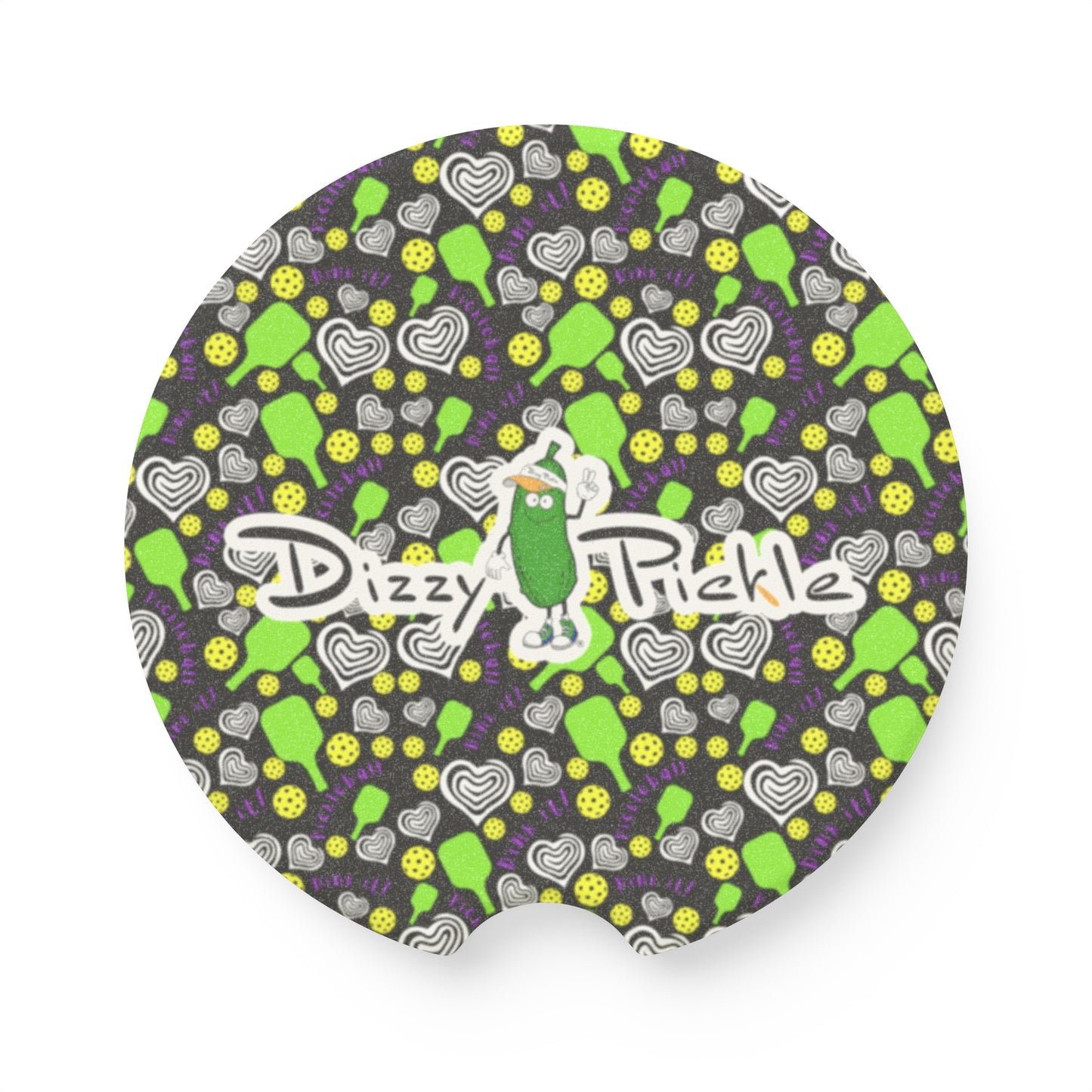 Dizzy Pickle Dinking Diva Hearts BG Soapstone Car Coaster