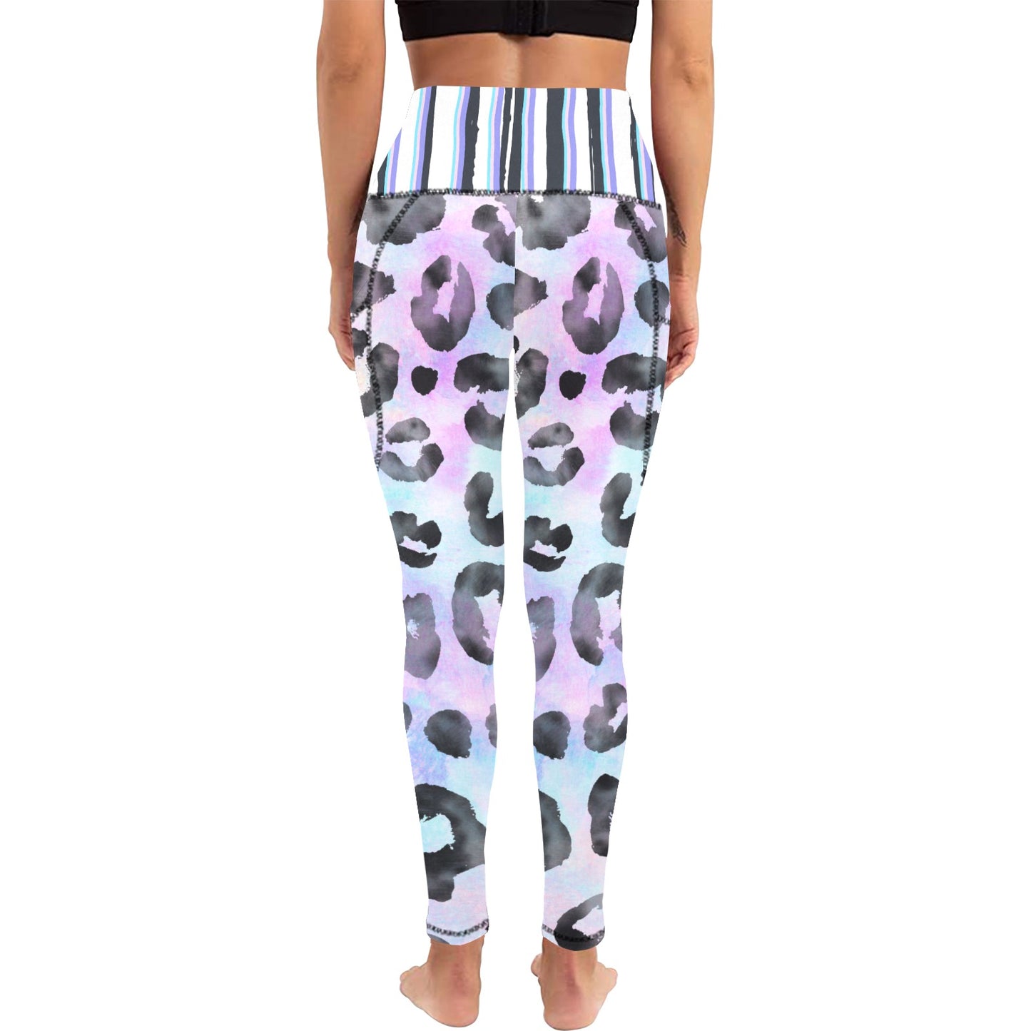 Dizzy Pickle Amber Pastel Kitty  Women's Pickleball Performance Leggings (Ankle Length, High-Waisted, & Two Side Pockets)